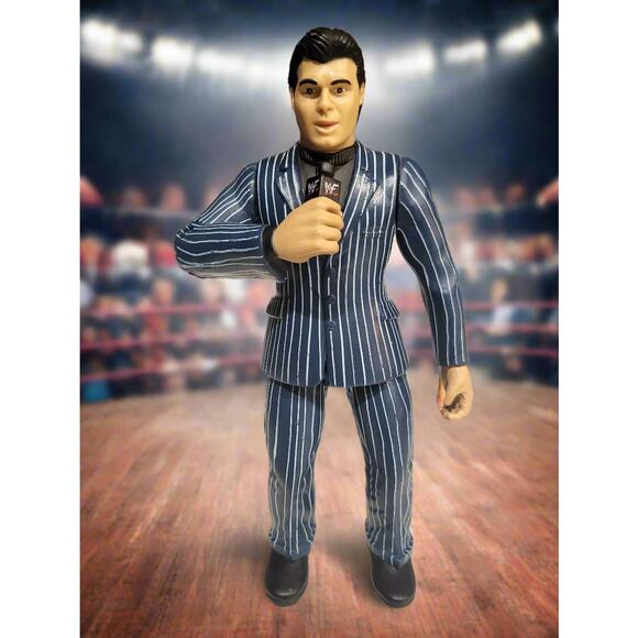 1999 Jakks WWE WWF Rare Shane McMahon Blue Pinstripe Suit Wrestling Figure w/Mic - Picture 1 of 5